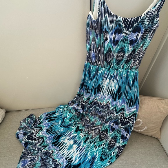 Felicity & Coco Teal and Black Patterned Dress - Picture 2 of 3